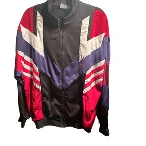 Vintage 80s adidas Red & Blue Windbreaker Jacket | Men’s Classic Track Style L